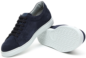 Canali men's Dark blue suede sneakers: US$575.