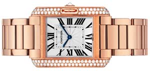 Cartier Tank Anglaise women's medium model, 18k pink gold, diamonds watch: US$38,200.