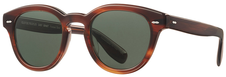 Oliver Peoples Cary Grant Sun - 'The Cary Grant Sun is inspired by the signature style worn by its namesake in the 1959 Hollywood classic North by Northwest. The bold acetate sunglass is distinctive in its aesthetic and features custom details designed to preserve the integrity of Grant's personal': US$542.