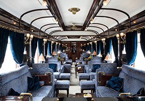 The restaurant car of the Venice-Simplon Orient Express.