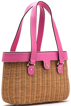 Frances Valentine Arielle Wicker Basket Bag Peony: US$295.