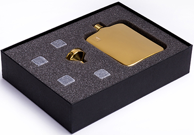 X Flasks - Gold Flask with Brown Leather Pouch: US$80.77.