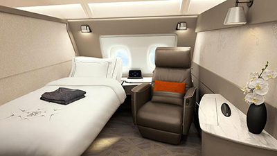A Business Suite cabin on Singapore Airlines on board Airbus A380.