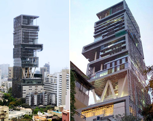 World's largest and most expensive home: Antilia, South Mumbai, India.