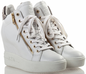 Ash Atomic Womens Wedge Sneaker White Roccia Leather: US$265.