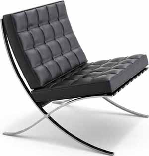 Barcelona chair designed by Ludwig Mies van der Rohe (1929).