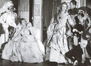 Paul-Louis Weiller, Madame Mallard, Lady Diana Cooper, Baron de Cabrol and Madame Hersent at Le Bal oriental on September 3, 1951 at the Palazzo Labia.