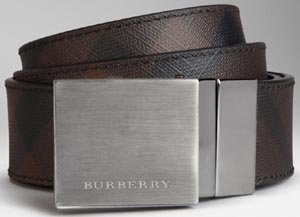 Burberry Smoked Check Reversible Leather Plaque Men's Belt: US$335.