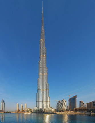 World's tallest building: Burj Khalifa (828 meters / 2,717 feet).