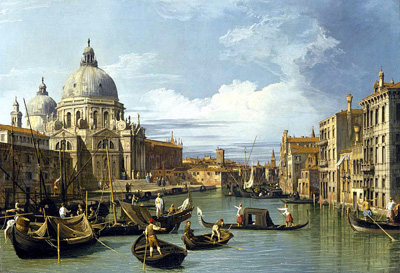 The Grand Canal and the Church of the Salute, painted 1730 by Canaletto.