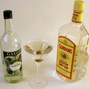 Dry Martini ingredients.