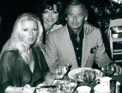 Los Angeles socialite and Oscar partygiver Dani Janssen with her late actor husband David Janssen, and actress Joan Collins.
