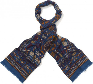 Drake's London Indian Elephant Print Wool and Silk Scarf: £285.
