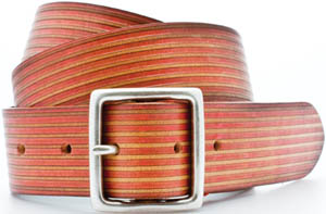 Fullgrain handpainted leather men's belt with solid brass buckle.