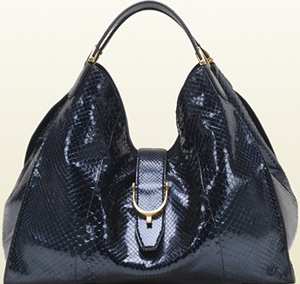 Gucci Soft Stirrup Dark Blue Python Shoulder Bag: US$4,800.