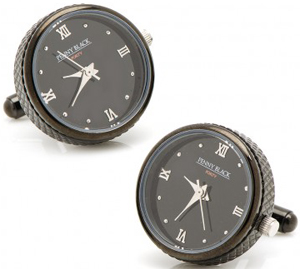 E.B. Horn Black Stainless Steel Functional Watch Cufflinks: US$150.