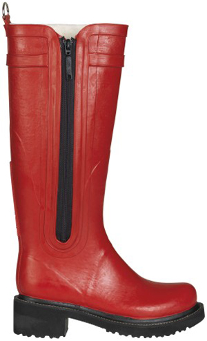 Ilse Jacobsen Hornbæk women's red rain boot with zipper.