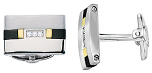 Jewelry.com Dolan Bullock Stainless Steel and 18K Mens Cuff Links: US$210.