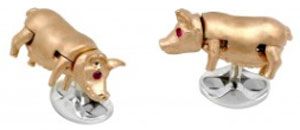 Ruby Eyes Pig Cufflinks, gold: £495.