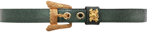 Lotus Art de Vivre Green Galuchat belt with Snake buckle: US$870.