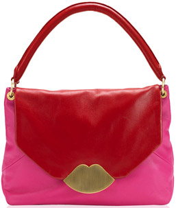 Lulu Guinness Pink and Red Leather Medium Nicola Handbag: £395.