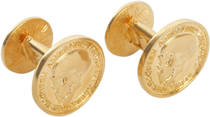 Alexander McQueen Gold Skull Icon Cufflinks: US$290.