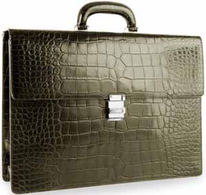 Montblanc Meisterstück Selection racing green alligator leather bag with diamond embellished clasp: £31,000.