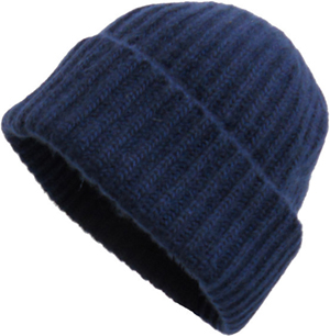 Portolano Men's 100% cashmere ribbed hat with folded cuff: US$59.