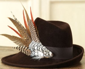 Purdey Velour Sidesweep Hat With Leather Band And Feathers: £825.