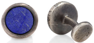 Robin Rotenier Hammered Circle Sterling Silver Lapis Cufflinks: US$595.