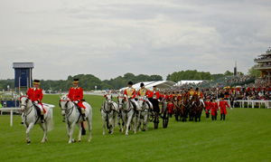 The Royal carriages leave after carrying The Queen to the races at Royal Ascot.
