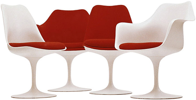 The Tulip chair was designed by Eero Saarinen in 1955 and 1956 for the Knoll company of New York City.