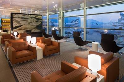 Cathay Pacific,'s Wing Lounge at Hong Kong International Airport.