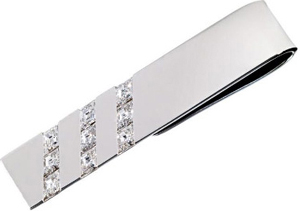 Harry Winston Three Row Tie Bar, 9 lozenge-cut diamonds, 18k white gold.
