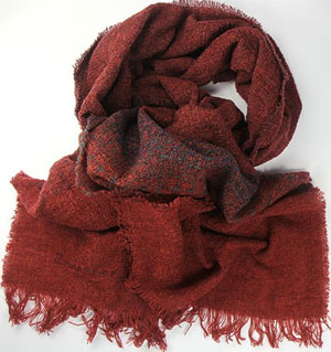 Zaharoff Red Moscow Cashmere and Wool Bouclé Men's Scarf: US$100.