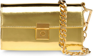 Giuseppe Zanotti Flap Handbag in Gold Mirror-Effect Patent Leather Handbag: £595.