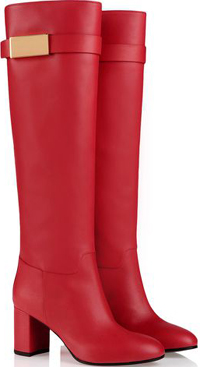 Giuseppe Zanotti Red nappa boot with golden buckle and square heel: €1,025.