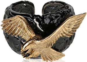 Giuseppe Zanotti Black painted metal bracelet and aged gold eagle accessory: €775.