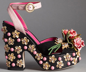 Dolce&Gabbana Suede Bianca Sandals with Embroidered Flower Brooches: US$2,945.