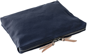 Makr Single zip pouch with open interior and gusseted top and bottom: US$110.