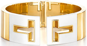 Tiffany T Cutout Women's Cuff In 18k gold with white ceramic.