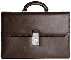 Moreschi two-gusset briefcase in embossed saffiano calfskin: €695.