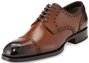 Neiman Marcus Tom Ford Edward Med-Cap Wing-Tip Derby Shoe, Brown.