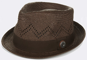 Ben Sherman Brown Vented Straw Men's Trilby Hat: US$60.