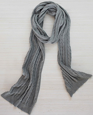 Boll & Branch women's cable knit scarf: US$50.