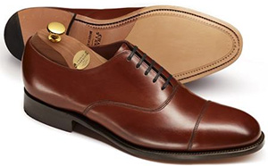 Charles Tyrwhitt Brown Heathcote calf leather toe cap Oxford shoes.