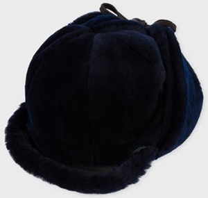 Paul Smith Men's Navy Sheepskin Peaked Chapka Hat: £275.