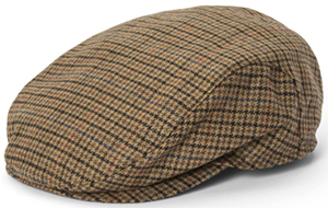 Paul Stuart brown & red district check wool driving men's cap: US$167.50.