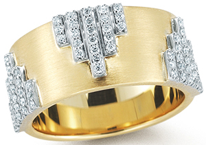 Ivana Trump Collection Empire Yellow Gold Band With Diamonds.