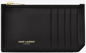 Yves Saint Laurent classic saint laurent paris 5 fragments zip pouch in black leather: US$295.